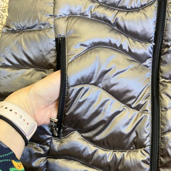 Andrew Marc Sz L Lightweight Packable Premium Down Jacket Quilted Long Silver - Picture 14 of 16